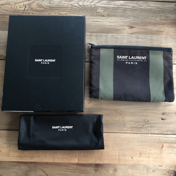 SAINT LAURENT CANVAS CLUTCH - Picture 1 of 5